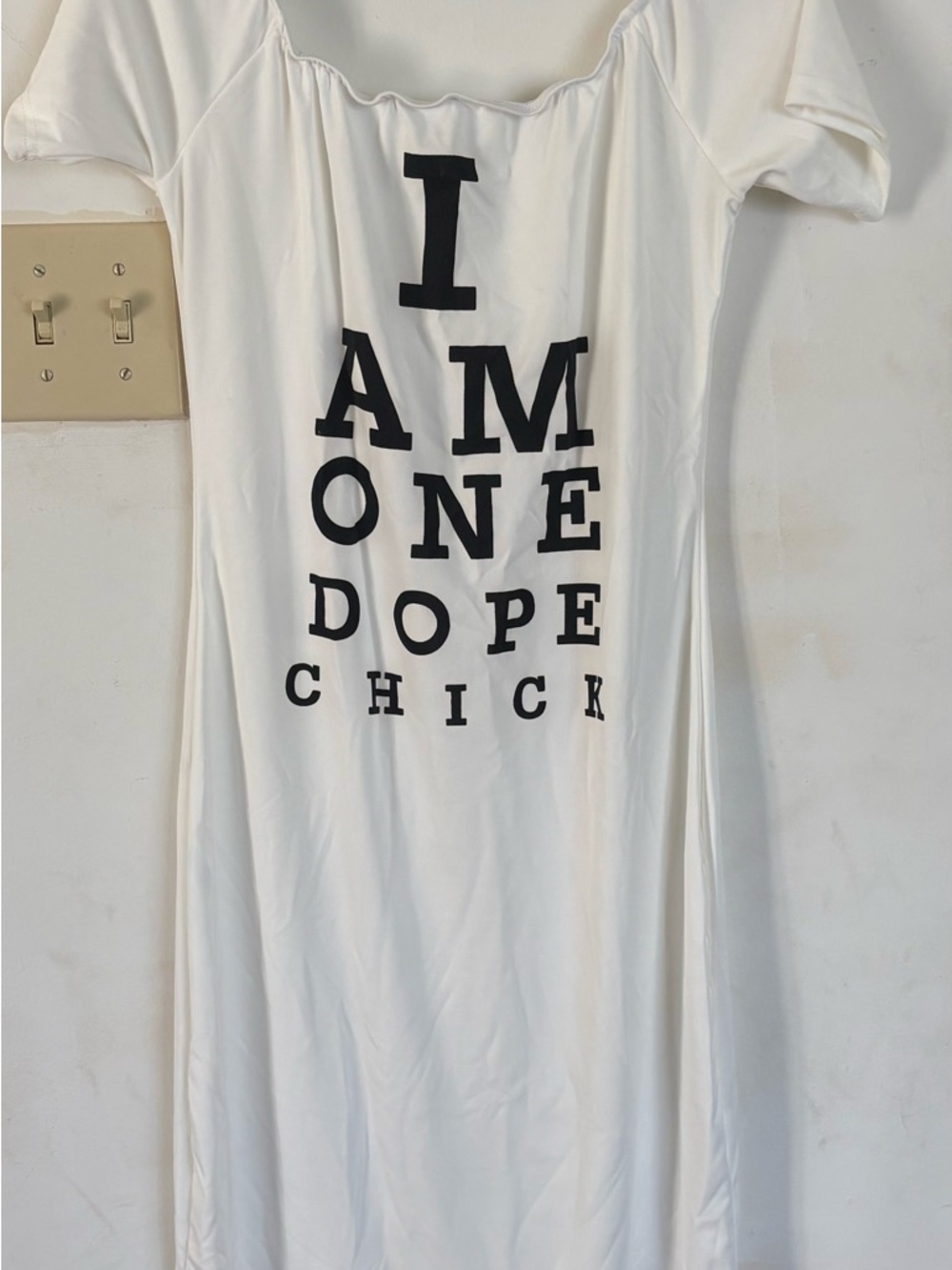 White Graphic Maxi Dress - "I AM ONE DOPE CHICK"